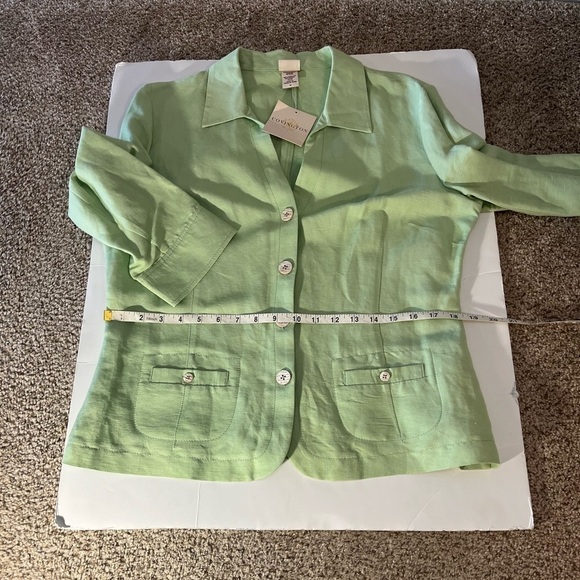 Covington Blazer Lime Linen Blend Collared Button Down 3/4 Sleeve Jacket size 12 - Picture 8 of 10